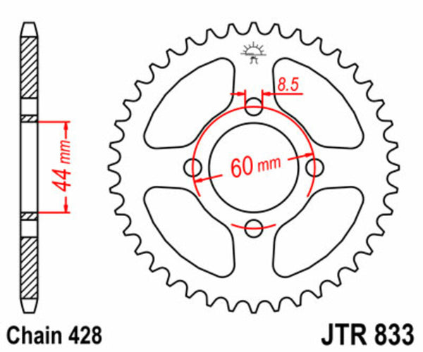 Oceľový štandardný sprock JT Sprock 833 - 428 JTR833.49