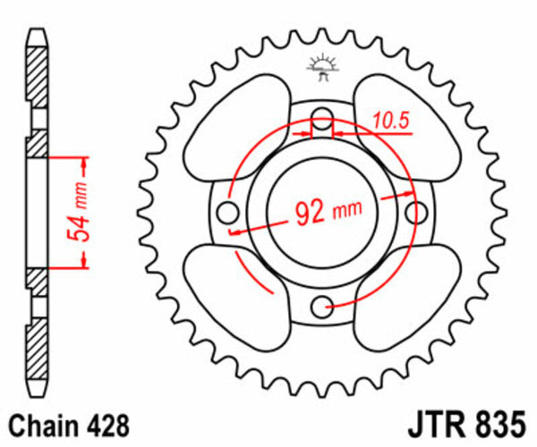 JT Sprock's Steel Standard Straight Sprick 835 - 428 JTR835.49
