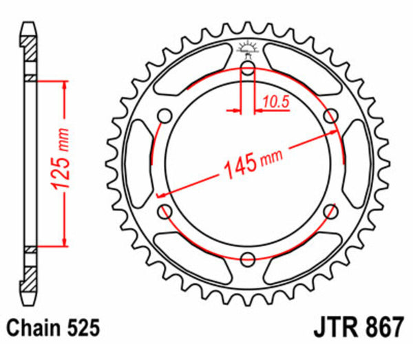 JT Sprock's Steel Standard Straight Sprick 867 - 525 JTR867.44