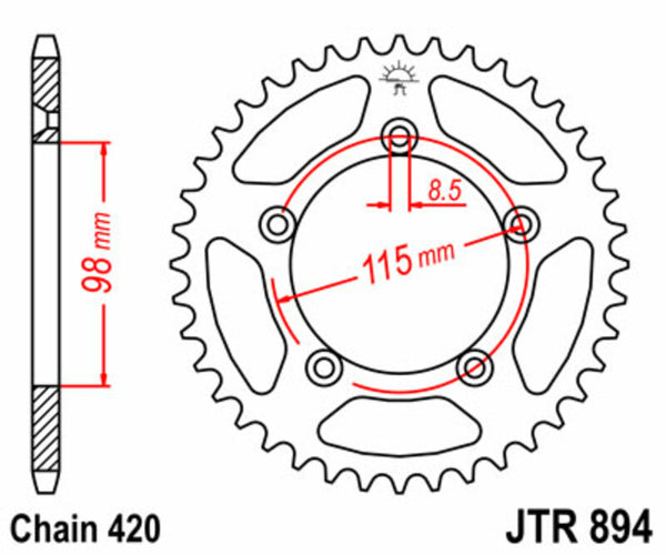 JT Sprock's Steel Standard Straight Sprick 894 - 420 JTR894.50