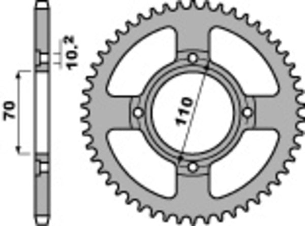 PBR standardni C45 čelični stražnji otvor 248 - 520 248 44 C45