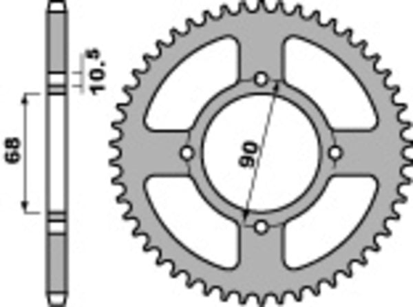 PBR Standard C45 čelični stražnji nosač 256 - 520 256 42 C45
