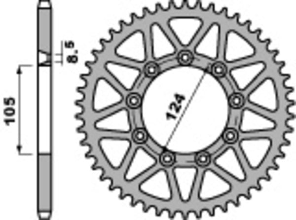 PBR Standard C45 čelični stražnji nosač 3505 - 520 3505 56 C45