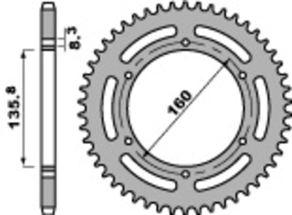 PBR Standard C45 čelični stražnji nosač 3552 - 520 3552 49 C45