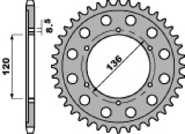 PBR Standard C45 čelični stražnji spoket 4324 - 428 4324 55 C45