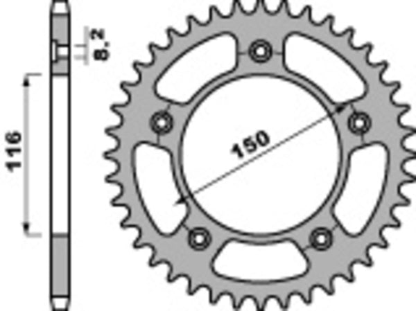 PBR Standard C45 čelični stražnji nosač 4329 - 520 4329 42 C45