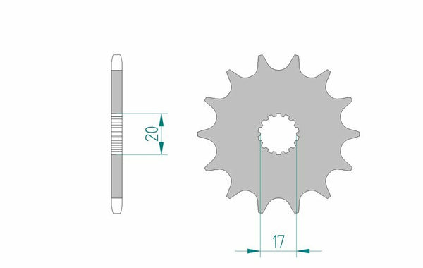 AFAM Steel Self -Cleaning Front Sprock 21203 - 520 21203+12