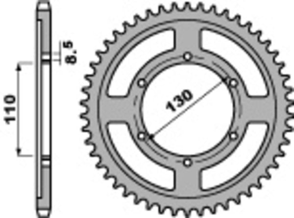PBR Standard C45 čelični stražnji spoket 4372 - 428 4372 46 C45