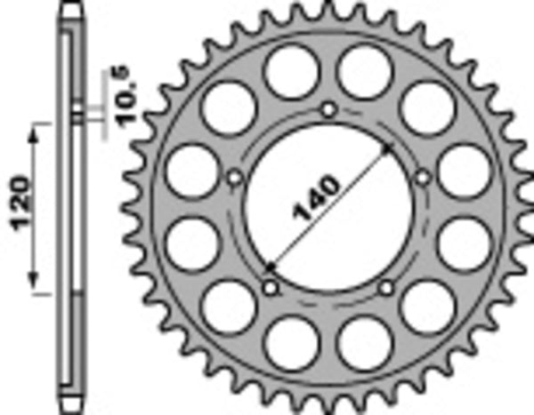 PBR Standard C45 čelični stražnji nosač 4409 - 530 4409 45 C45