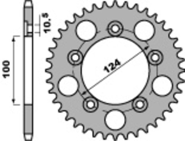 PBR Standard C45 čelični stražnji spoket 4443 - 525 4443 39 C45