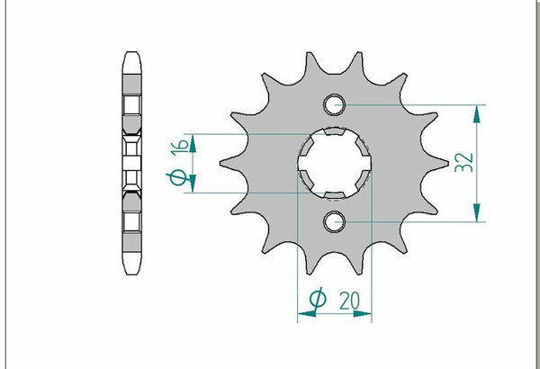 AFAM Steel Standard Front Sprock 21208 - 428 21208-13