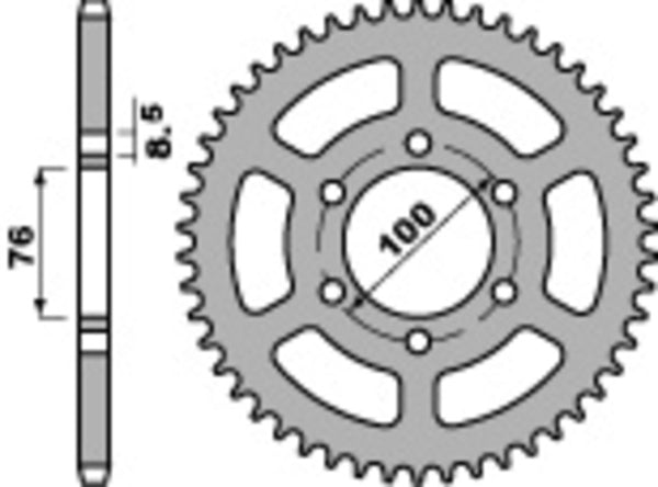 PBR Standard C45 čelični stražnji spoket 4513 - 428 4513 48 C45