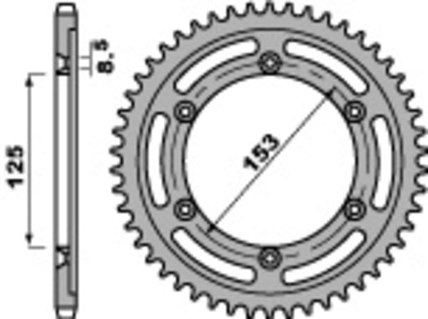 PBR Standard C45 čelični stražnji spoket 4547 - 428 4547 54 C45