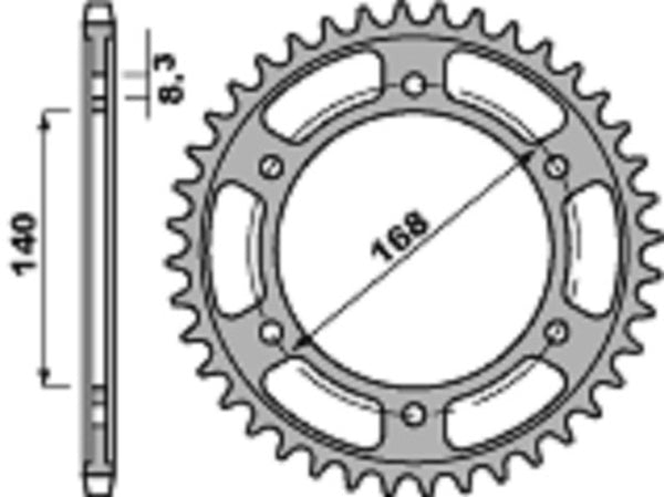 PBR Standard C45 čelični stražnji spoket 4550 - 525 4550 42 C45