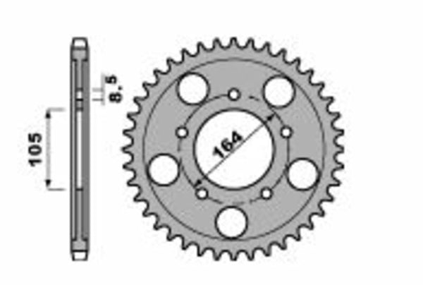 PBR Standard C45 čelični stražnji spoket 4557 - 525 4557 47 C45
