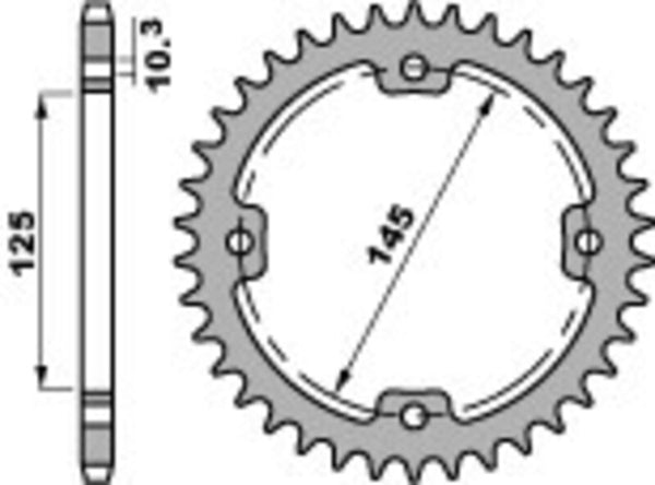 PBR Standard C45 čelični stražnji spoket 4588 - 520 4588 37 C45