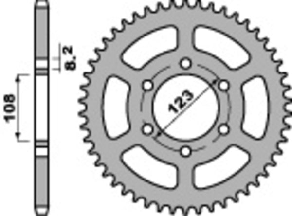 PBR Standard C45 čelični stražnji spoket 4607 - 428 4607 49 C45