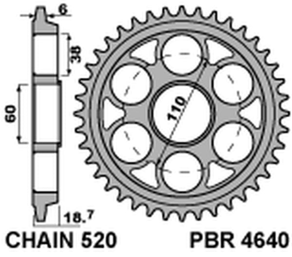 PBR Ultra -Light Aluminium Tvrdi anodizirani stražnji Sprick 4640 - 520 4640 38 LD