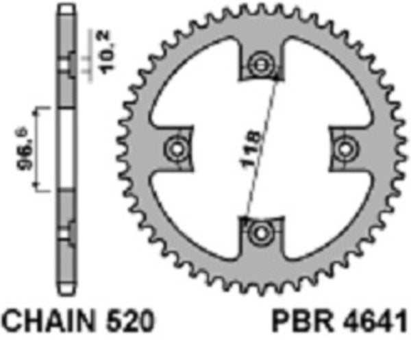 PBR Standard C45 čelični stražnji nosač 4641 - 520 4641 42 C45