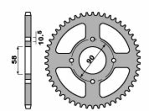 PBR Standard C45 Steel rear Sprock 4668 - 520 4668 41 C45