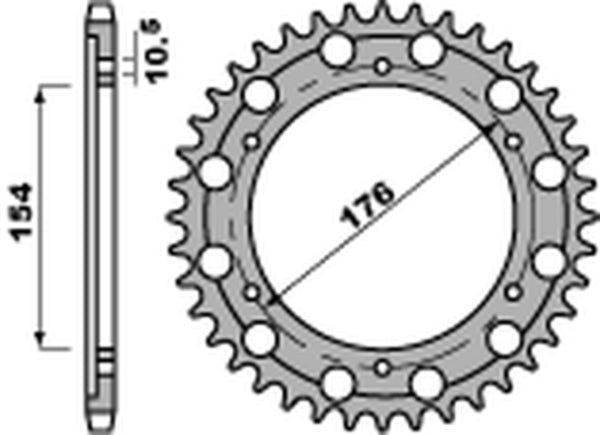 PBR Standard C45 Steel rear Spoket 4679 - 525 4679 44 C45