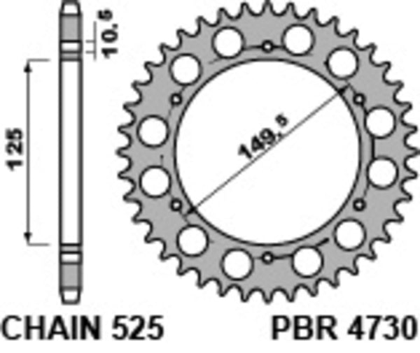 PBR Standard C45 čelični stražnji nosač 4730 - 525 4730 43 C45