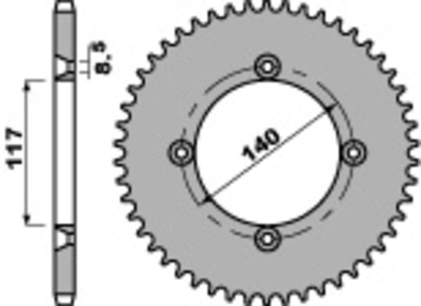 PBR Standard C45 čelični stražnji nosač 831 - 428 831 46 C45