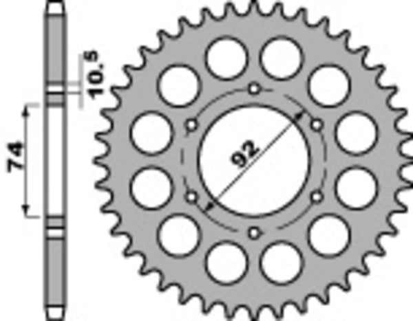 PBR Standard C45 čelični stražnji spoket 852 - 530 852 45 C45