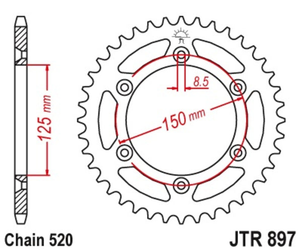 JT Sprock's Steel Standard Straight Sprick 897 - 520 JTR897.52Scscs
