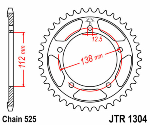 JT Sprock's Steel Standard Rear Sprock 1304 - 525 JTR1304.41