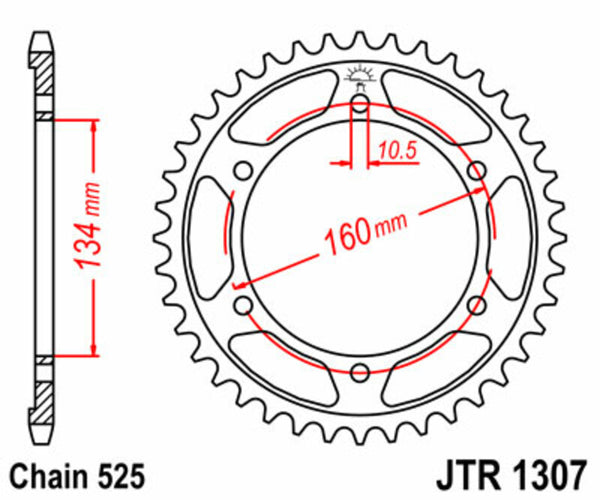 JT Sprock's Steel Standard Rear Sprock 1307 - 525 JTR1307.42