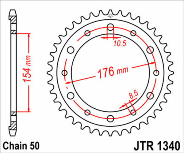 JT Sprock's Steel Standard Aizmugurējais sproks 1340 - 525 JTR1340.45