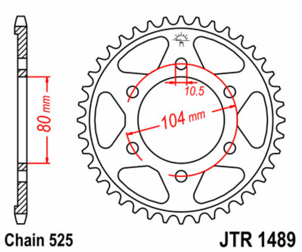 JT Sprock's Steel Standard Straight Sprick 1489 - 525 JTR1489.42