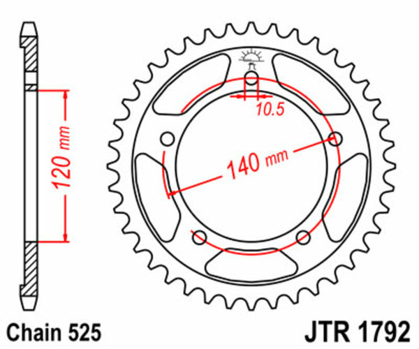 JT Sprock's Steel Standard Straight Sprick 1792 - 525 JTR1792.47