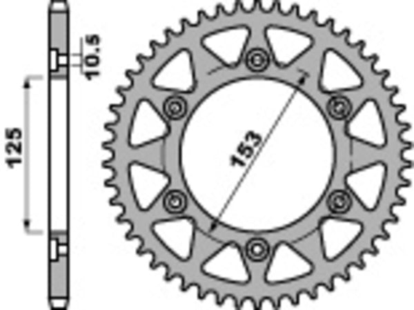 PBR Standard C45 čelični stražnji nosač 288 - 520 288 40 C45