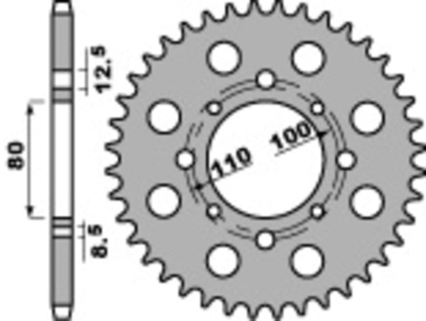 PBR Standard C45 čelični stražnji spoket 333 - 630 333 41 C45