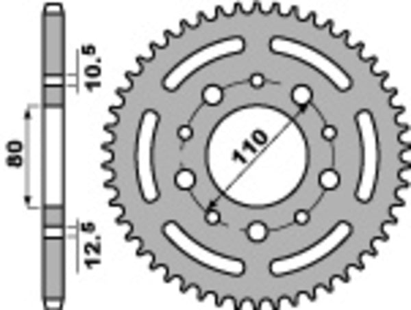 PBR Standard C45 čelični stražnji spoket 4350 - 525 4350 40 C45