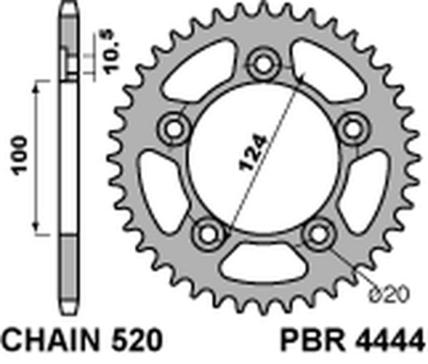 PBR Standard C45 čelični stražnji nosač 4444 - 520 4444 48 C45