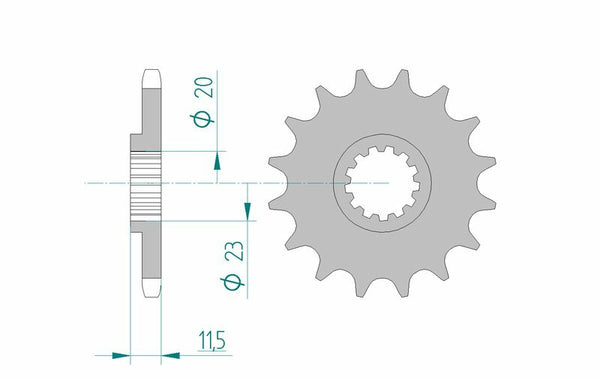 AFAM Steel Standard Front Sprock 22201 - 428 22201-15