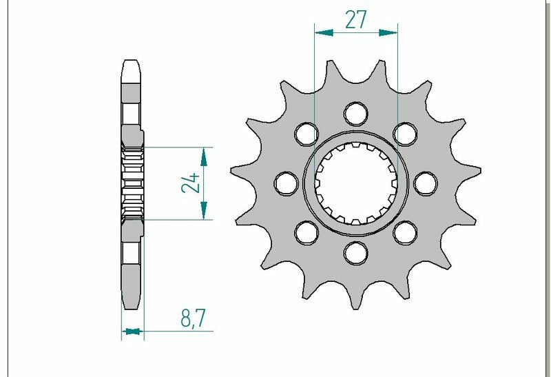 AFAM Steel Standard Front Sprocket 22901 - 525 med teknisk ritning som visar mått och design. Passar Suzuki GSX-R 1000 modeller från 2009 till 2016.