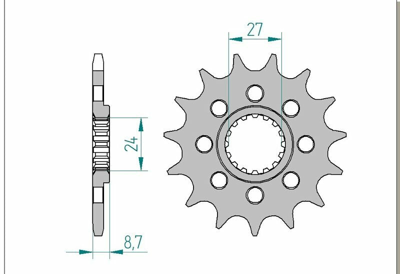 AFAM Steel Standard Framdrev 22902 - 520 för Suzuki GSX-R 1000. Hållbart stålframdrevsdesign med 24 mm navbredd och 8,7 mm tjocklek.