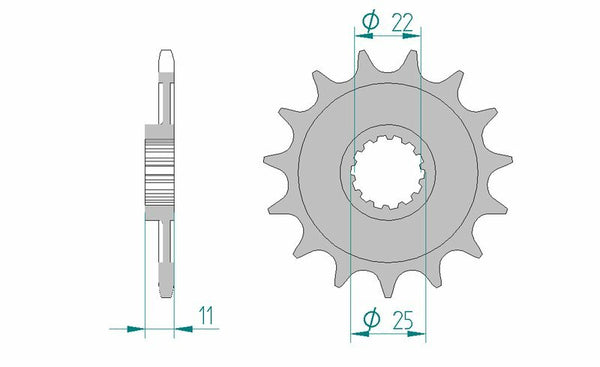 „AFAM Steel Standard Front Sprock 37400“ - 520 37400-15