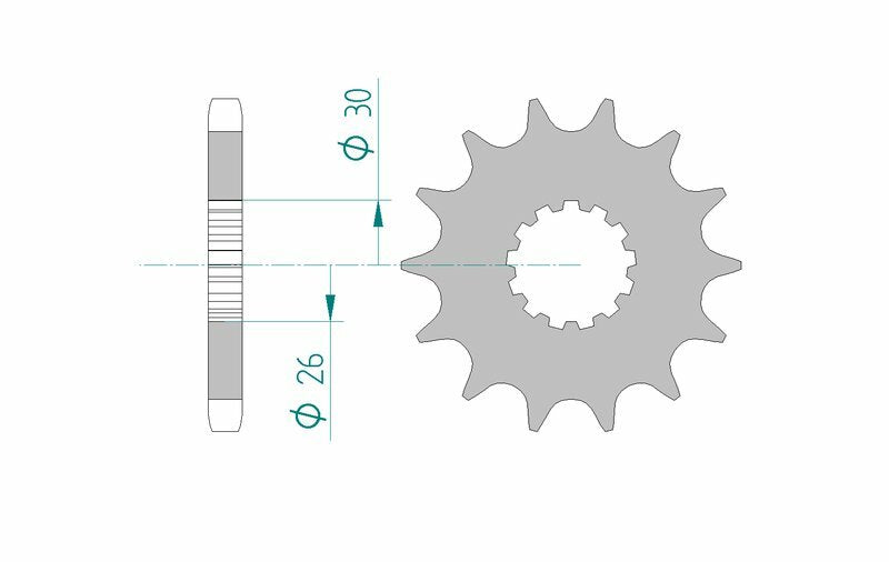 Teknisk ritning av AFAM Steel Standard Framdrev 52900 - 530. Visar mått och tandprofil för exakt passform på Ducati Multistrada-modeller.