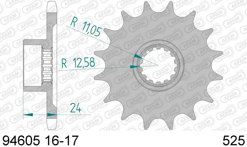 AFAM oceľový štandardný predný Sprock 94605 - 525