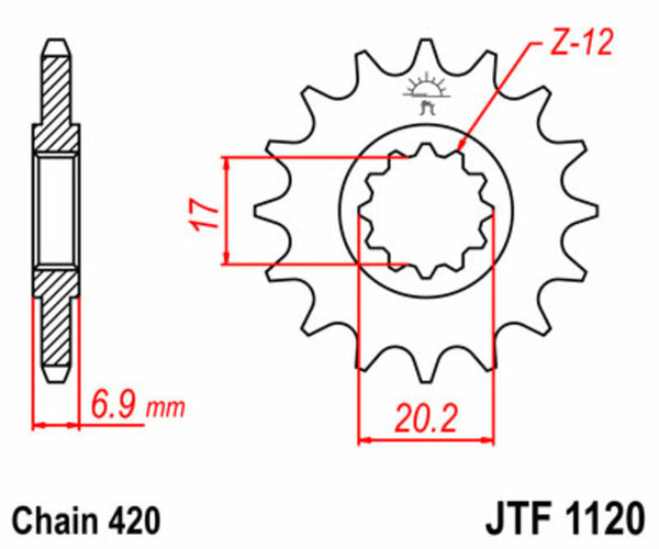 Oceľové štandardné predné ozubené koleso JT Sprock 1120 - 420 JTF1120.10