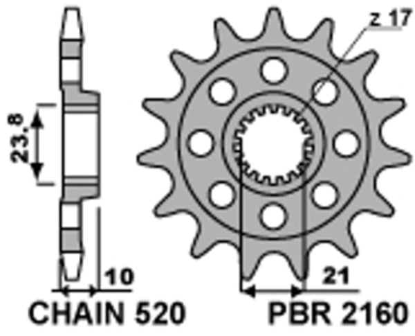 PBR Steel Standard prednji Sprick 2160 - 520 2160 13 18nc