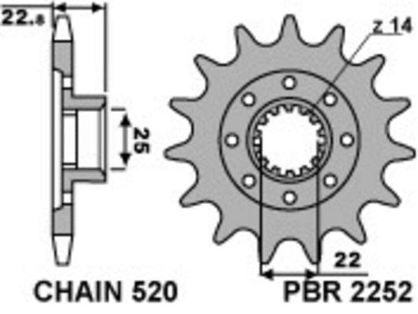 PBR Steel Standard prednji Sprick 2252 - 520 2252 17 18nc