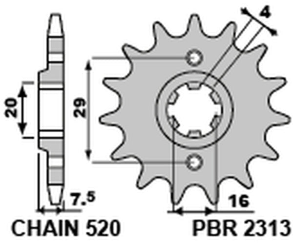 PBR Steel Standard prednji Sprick 2313 - 520 2313 15 18nc