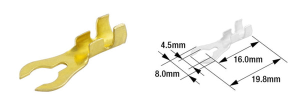 TOURMAX Gaffelterminal Hane Ø4,5 mm Typ B-21 – Mässing – 100-pack – ETP-81