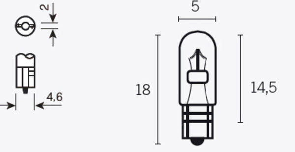 V Parasti t5 spuldzes 12v 1,2w - x10 14685